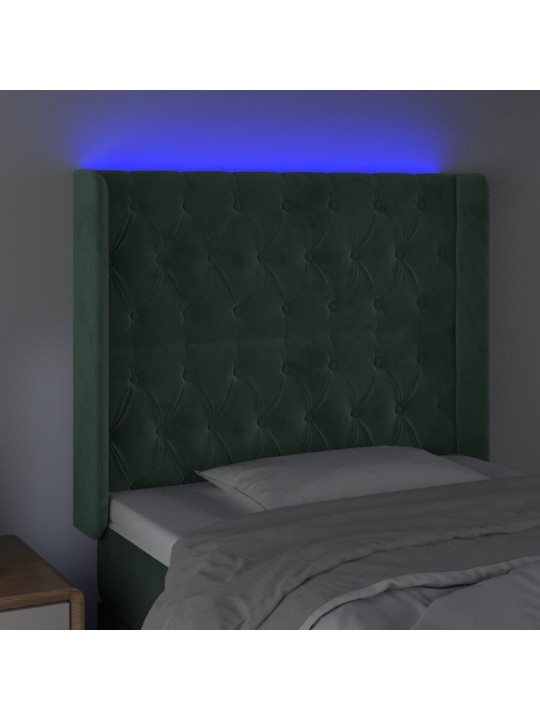 LED-voodipeats, tumeroheline, 93x16x118/128 cm, samet