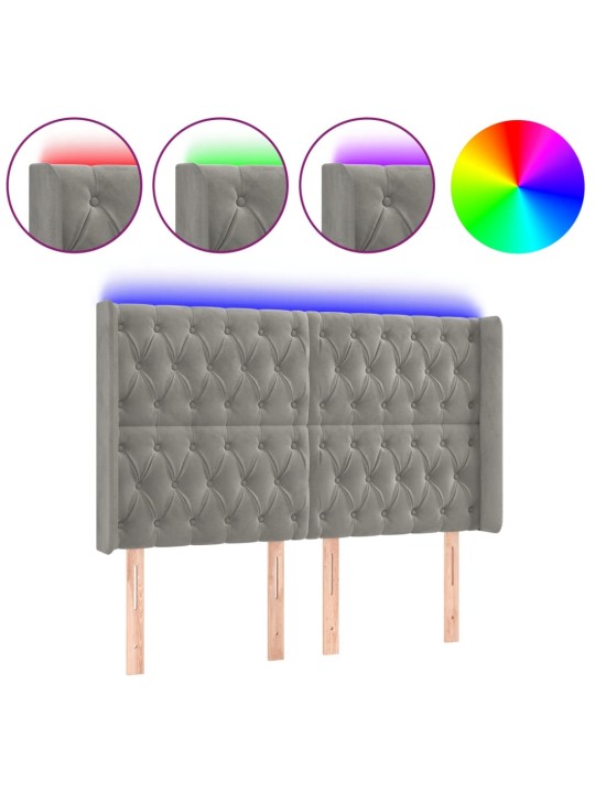 LED-voodipeats, helehall, 147x16x118/128 cm, samet