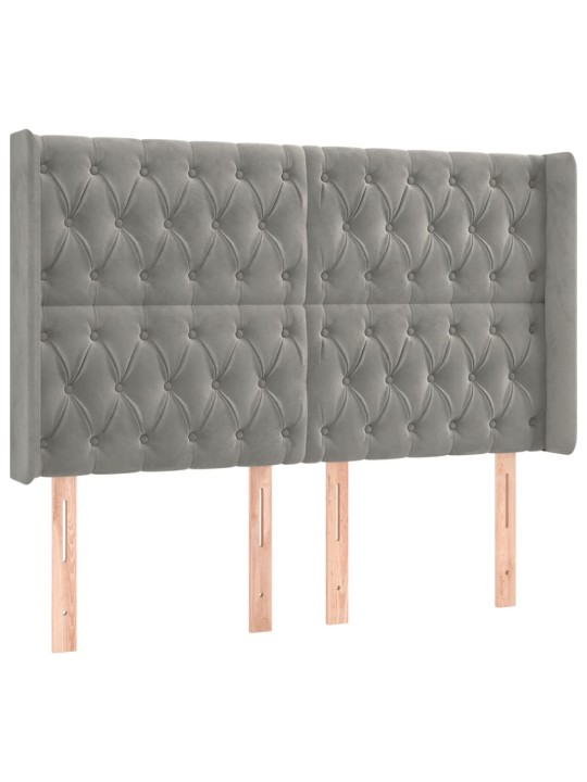 LED-voodipeats, helehall, 147x16x118/128 cm, samet