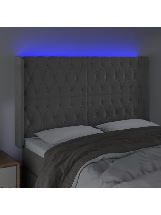 LED-voodipeats, helehall, 147x16x118/128 cm, samet