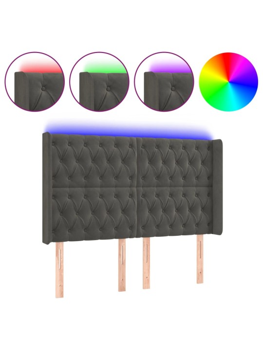 LED-voodipeats, tumehall, 147x16x118/128 cm, samet