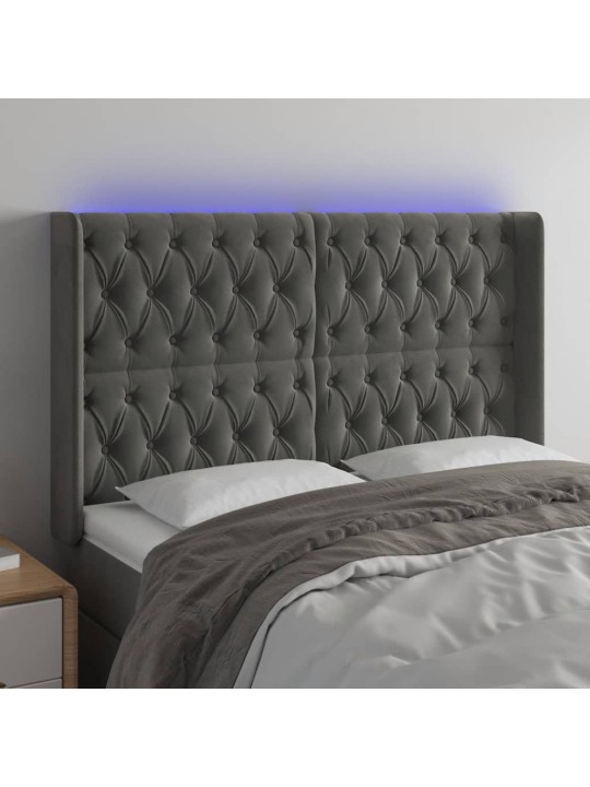 LED-voodipeats, tumehall, 147x16x118/128 cm, samet