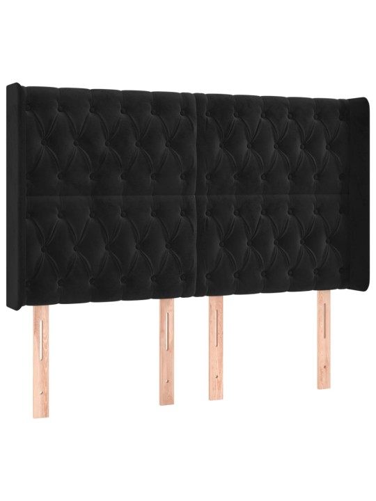 Led-voodipeats, must, 147x16x118/128 cm, samet