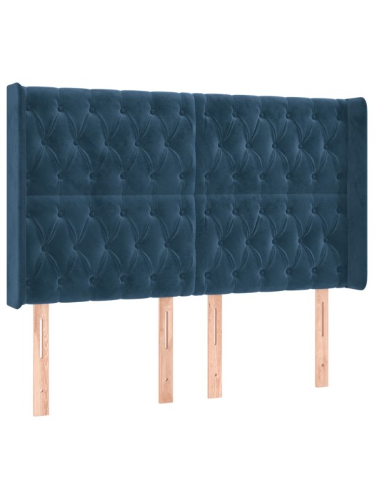 LED-voodipeats, tumesinine, 147x16x118/128 cm, samet