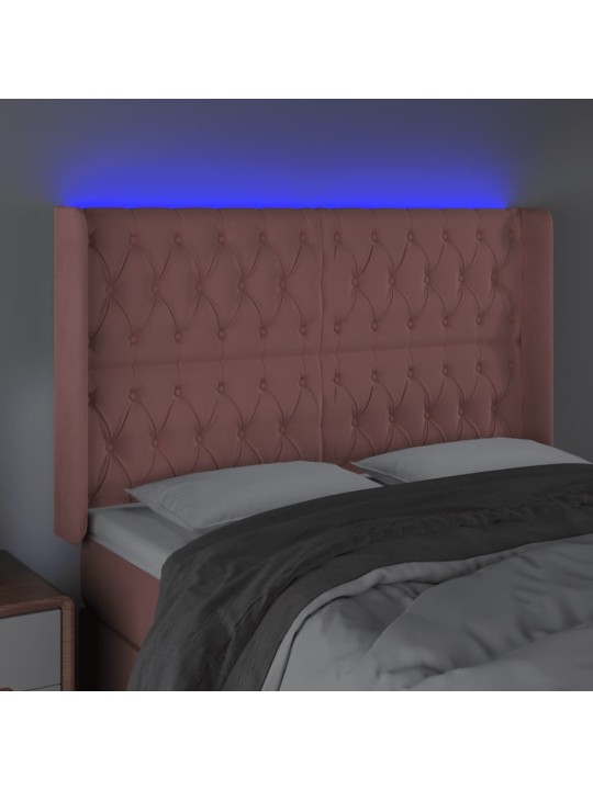 LED-voodipeats, roosa, 147x16x118/128 cm, samet
