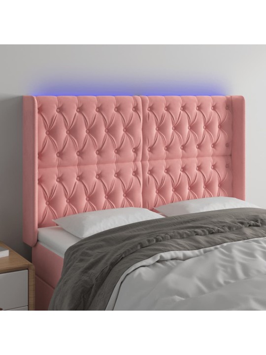 LED-voodipeats, roosa, 147x16x118/128 cm, samet