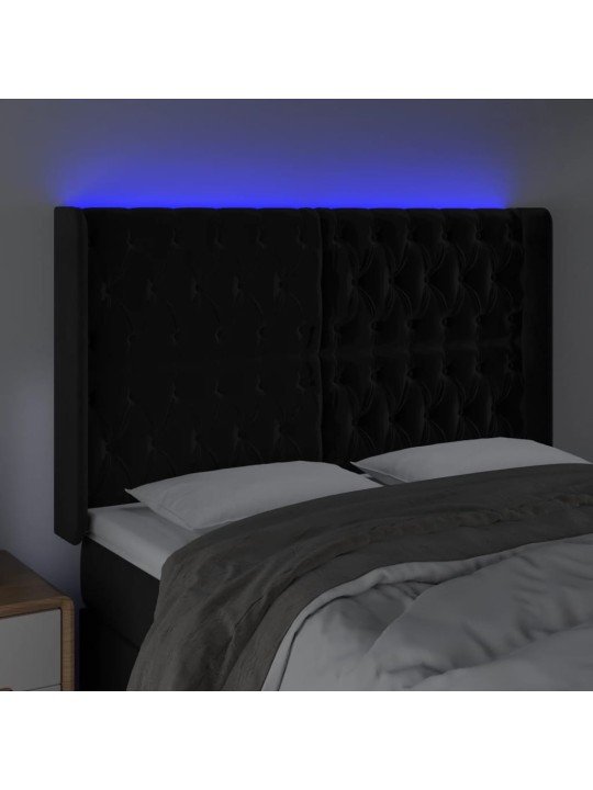 LED-voodipeats, must, 163x16x118/128 cm, samet