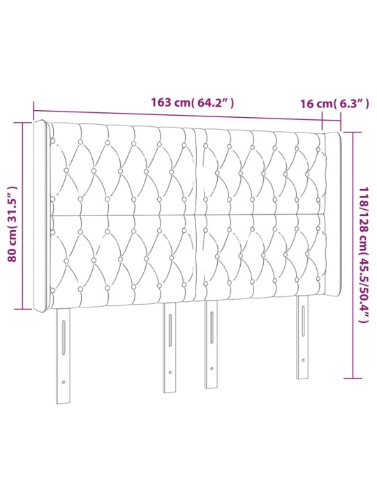 LED-voodipeats, must, 163x16x118/128 cm, samet