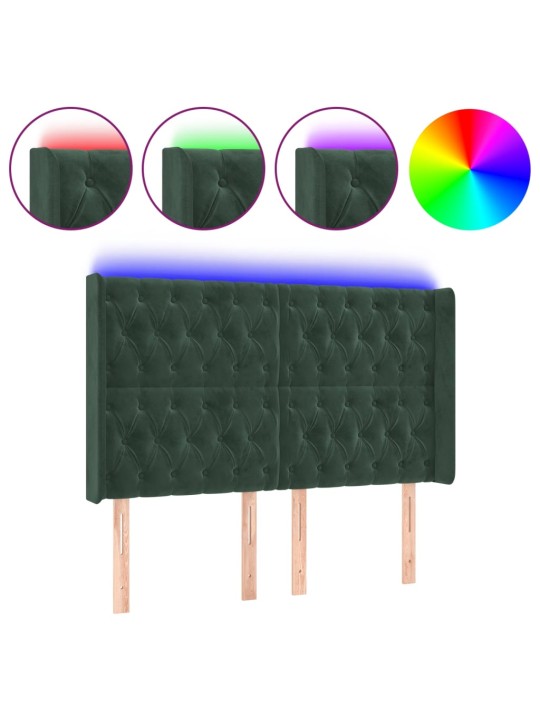 LED-voodipeats, tumeroheline, 163x16x118/128 cm, samet