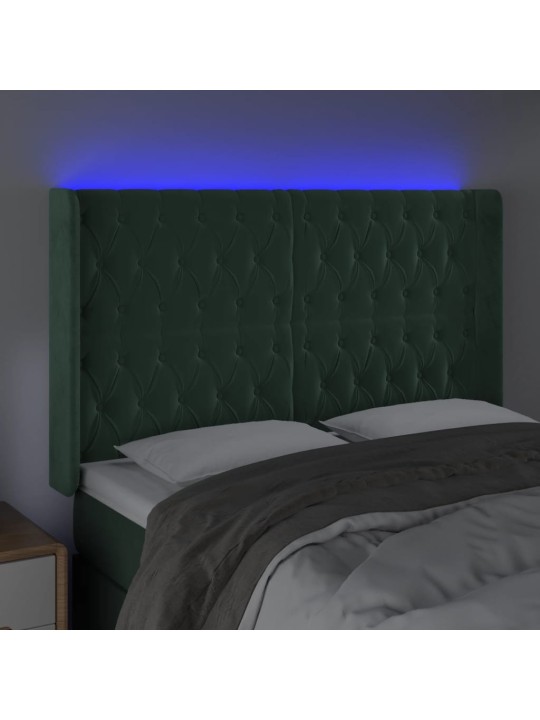 LED-voodipeats, tumeroheline, 163x16x118/128 cm, samet