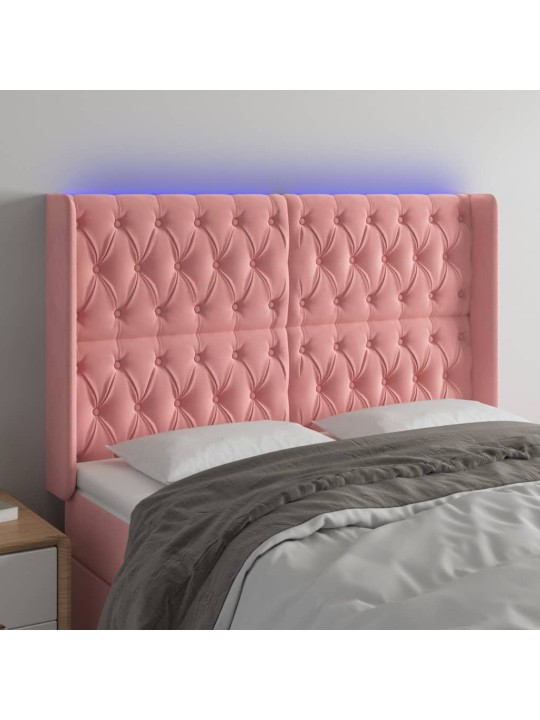 LED-voodipeats, roosa, 163x16x118/128 cm, samet