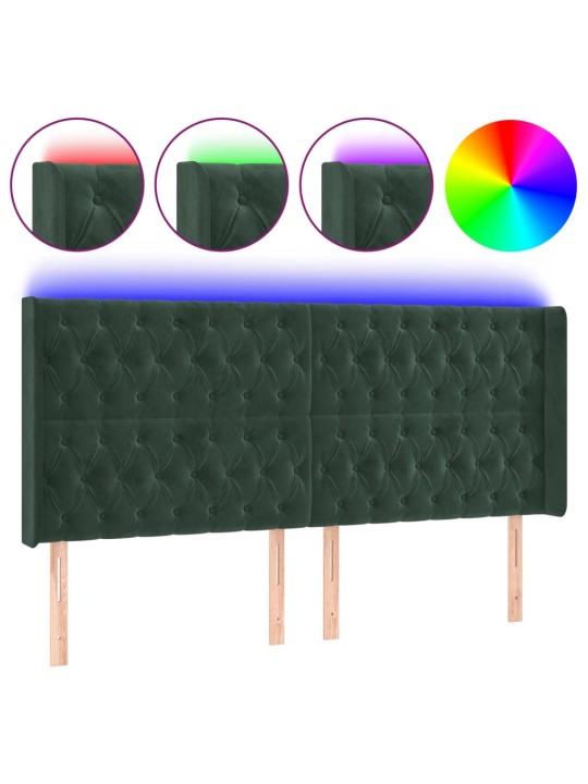 LED-voodipeats, tumeroheline, 183x16x118/128 cm, samet