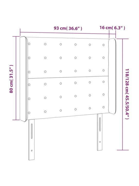 LED-voodipeats, tumehall, 93x16x118/128 cm, kangas