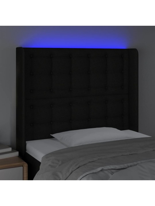 Led-voodipeats, must, 103x16x118/128 cm, kangas