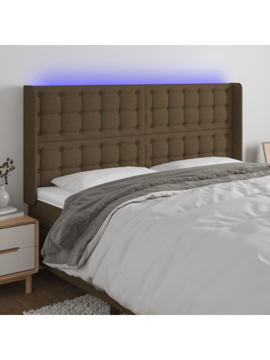 LED-voodipeats, tumepruun, 163x16x118/128 cm, kangas