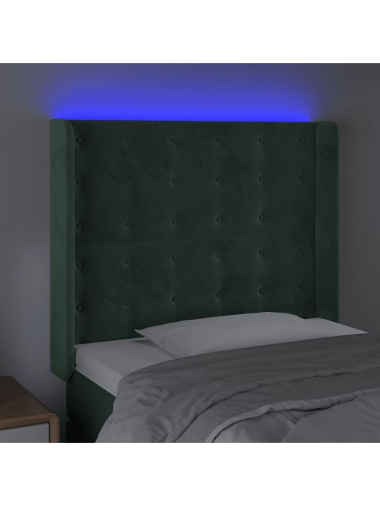 LED-voodipeats, tumeroheline, 83x16x118/128 cm, samet