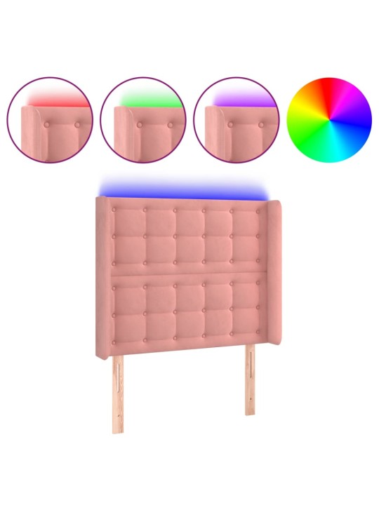 Led-voodipeats, roosa, 83x16x118/128 cm, samet