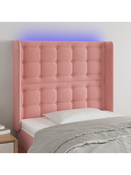Led-voodipeats, roosa, 83x16x118/128 cm, samet
