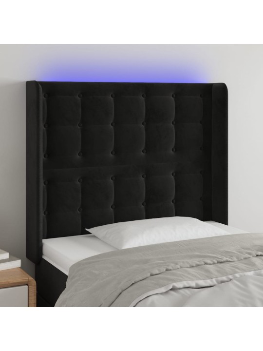 LED-voodipeats, must, 93x16x118/128 cm, samet