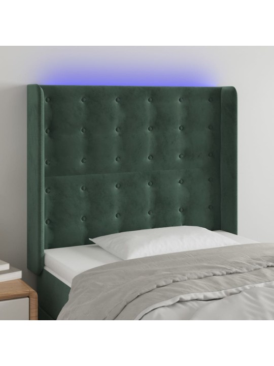 LED-voodipeats, tumeroheline, 103x16x118/128 cm, samet