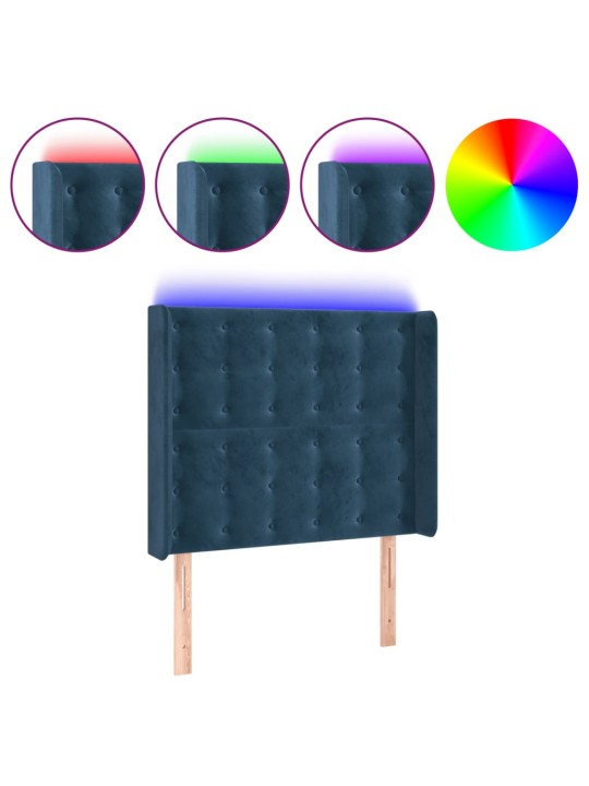 LED-voodipeats, tumesinine, 103x16x118/128 cm, samet