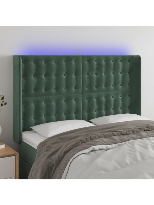 LED-voodipeats, tumeroheline, 147x16x118/128 cm, samet