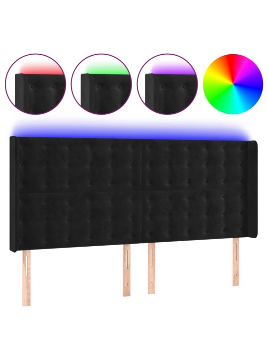 LED-voodipeats, must, 163x16x118/128 cm, samet