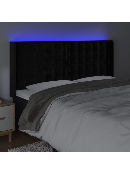 LED-voodipeats, must, 163x16x118/128 cm, samet