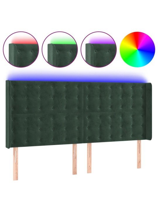 LED-voodipeats, tumeroheline, 163x16x118/128 cm, samet