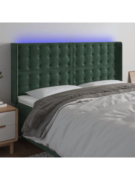 LED-voodipeats, tumeroheline, 163x16x118/128 cm, samet