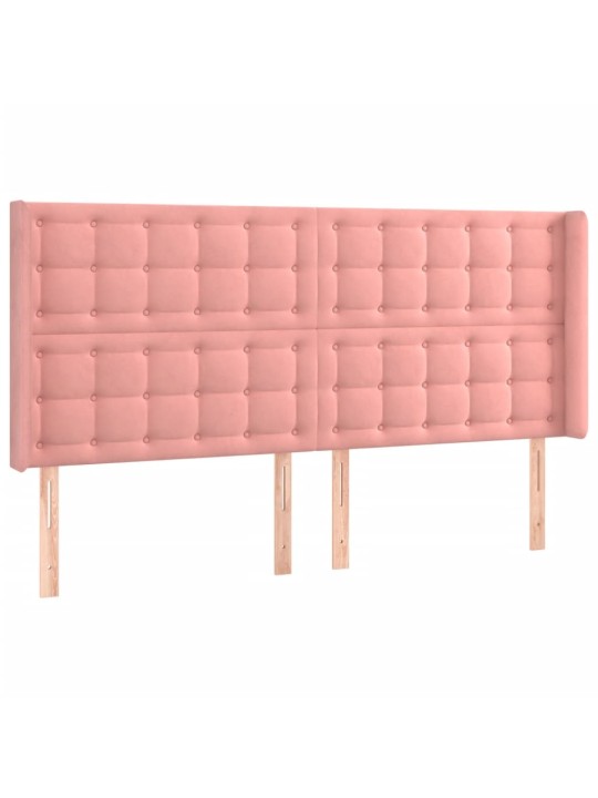 Led-voodipeats, roosa, 163x16x118/128 cm, samet