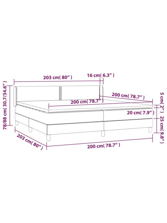 Kontinentaalvoodi madratsiga, must, 200x200 cm, samet