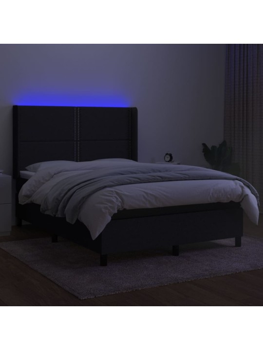 Kontinentaalvoodi madrats ja led, must, 140x190 cm, kangas