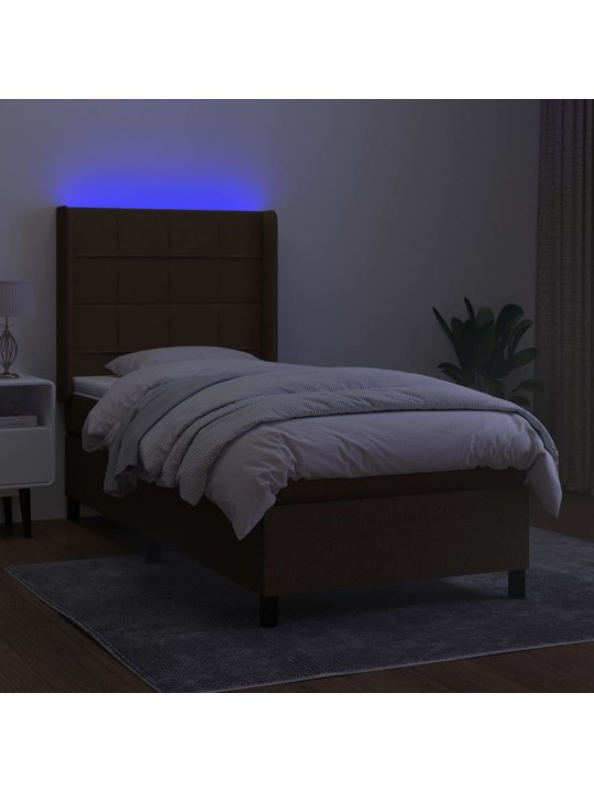 KONTINENTAALVOODI MADRATS JA LED, TUMEPRUUN, 80X200 CM, KANGAS