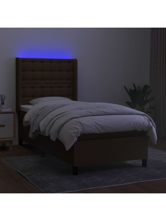 KONTINENTAALVOODI MADRATS JA LED, TUMEPRUUN, 100X200 CM, KANGAS