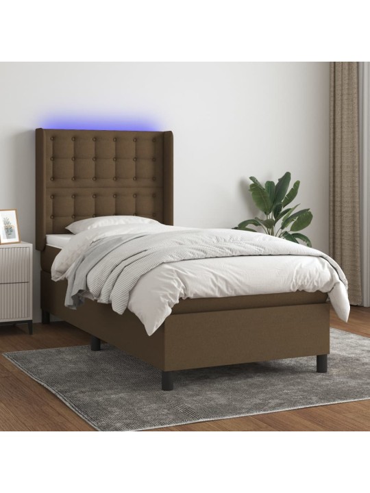 KONTINENTAALVOODI MADRATS JA LED, TUMEPRUUN, 100X200 CM, KANGAS