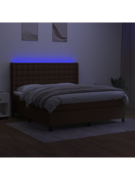 KONTINENTAALVOODI MADRATS JA LED, TUMEPRUUN, 160X200 CM, KANGAS