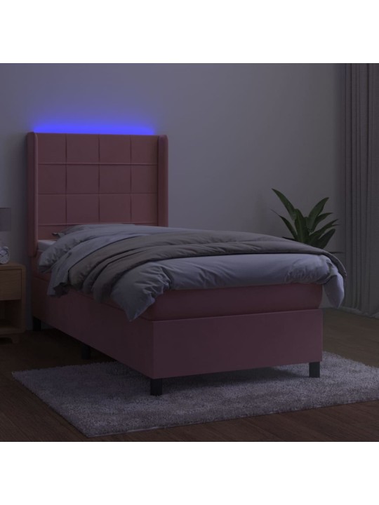 KONTINENTAALVOODI MADRATS, LED, ROOSA, 90X190 CM, SAMET