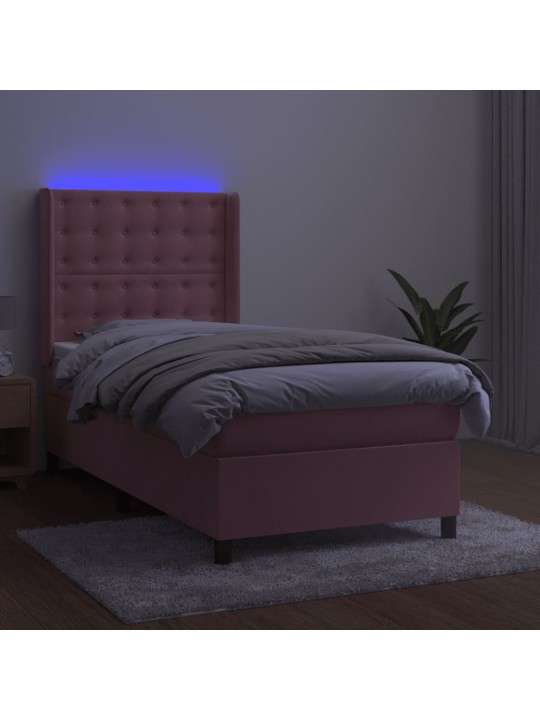 KONTINENTAALVOODI MADRATS, LED, ROOSA, 80X200 CM, SAMET