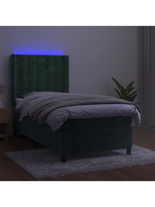 Kontinentaalvoodi madrats, LED, tumeroheline, 90x200 cm, samet