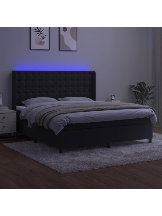 KONTINENTAALVOODI MADRATS JA LED, MUST, 160X200 CM, SAMET
