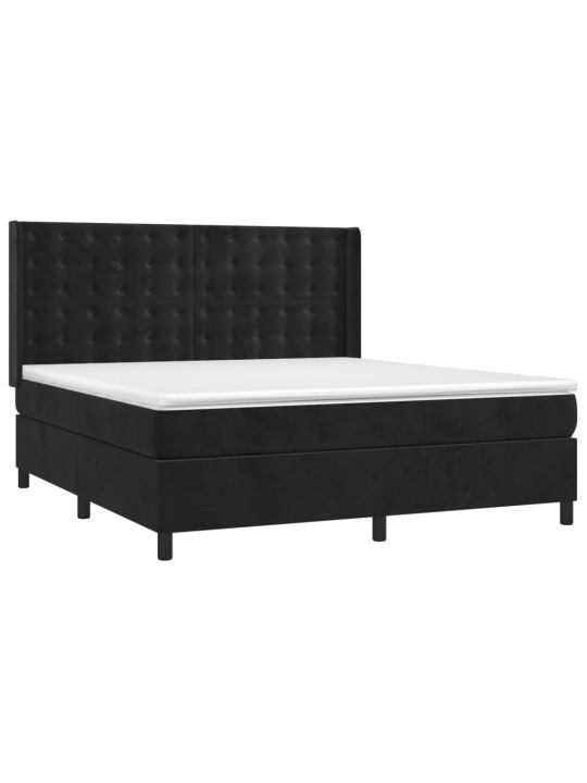 KONTINENTAALVOODI MADRATS JA LED, MUST, 160X200 CM, SAMET