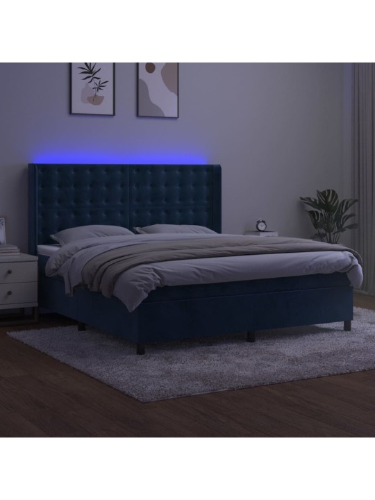 KONTINENTAALVOODI MADRATS, LED, TUMESININE, 160X200 CM, SAMET