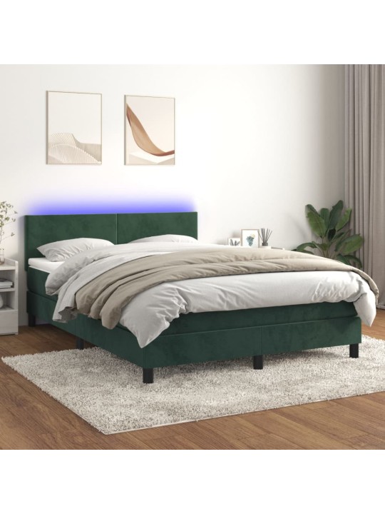Kontinentaalvoodi madrats, LED, tumeroheline, 140x190 cm, samet