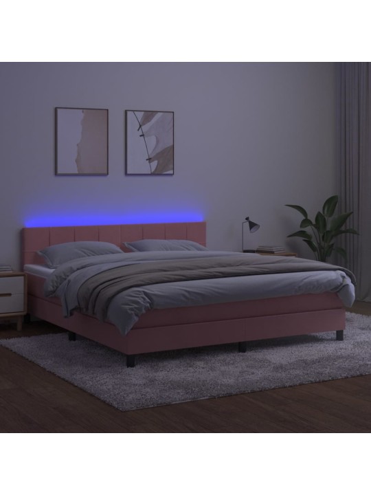 KONTINENTAALVOODI MADRATS, LED, ROOSA, 180X200 CM, SAMET