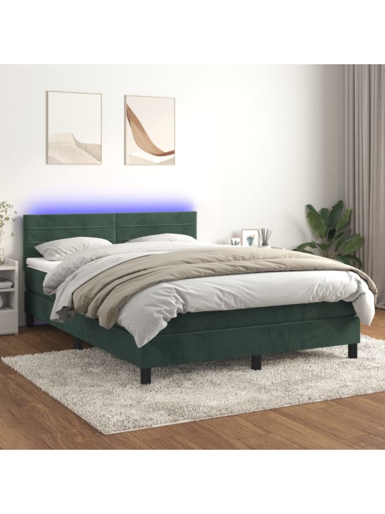 Kontinentaalvoodi madrats, LED, tumeroheline, 140x190 cm, samet