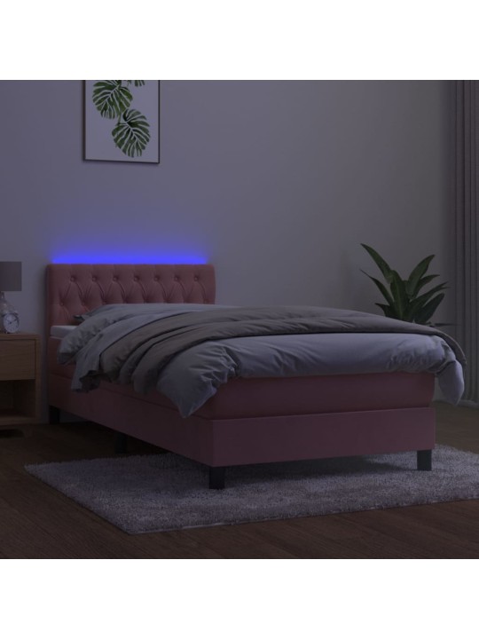 Kontinentaalvoodi madrats, led, roosa, 100x200 cm, samet