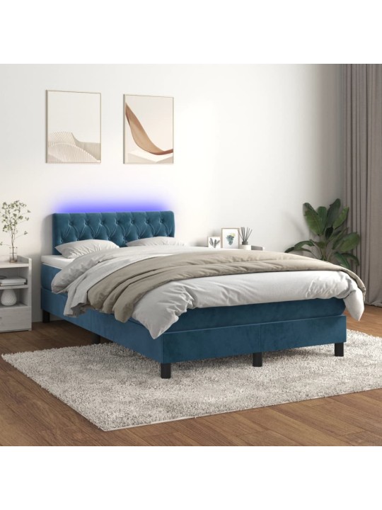 Kontinentaalvoodi madrats, LED, tumesinine, 120x200 cm, samet