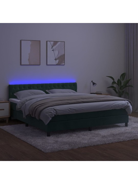 Kontinentaalvoodi madrats, LED, tumeroheline, 180x200 cm, samet