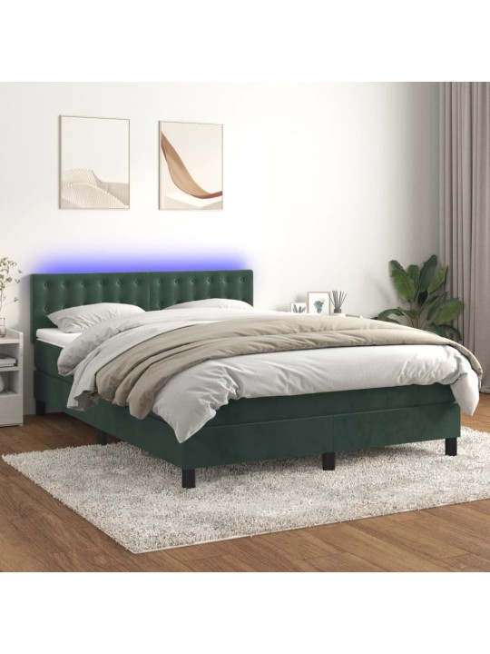 Kontinentaalvoodi madrats, LED, tumeroheline, 140x190 cm, samet